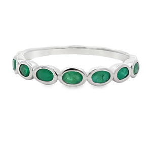 .74ct Emerald Fashion band rings 14KT White Gold