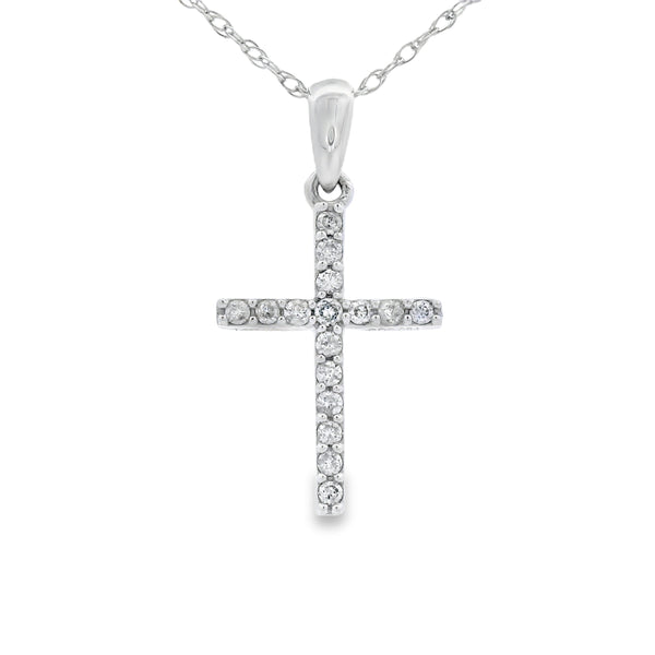 .10ct Diamond Cross Religious Pendant 14KT White Gold