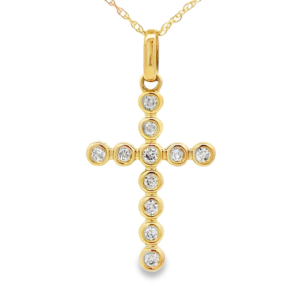 .20ct Diamond Cross Religious Pendant 14KT Yellow Gold