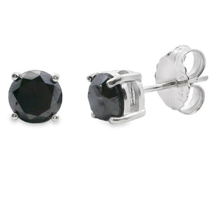 2.00ct Black Diamond Stud Earrings Sterling Silver