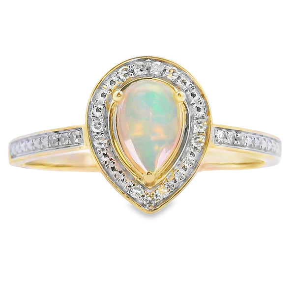 .30ct Opal Diamond Ring 10KT Yellow Gold