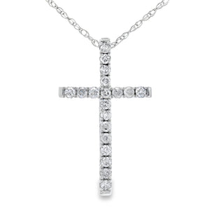 .13ct Diamond Cross Religious Pendant 14KT White Gold