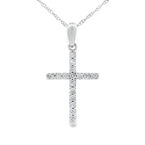 .13ct Diamond Cross Religious Pendant 14KT White Gold