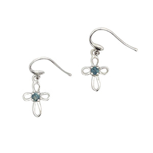 .27ct Sapphire Cross Earrings 10KT White Gold