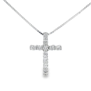 .15ct Diamond Cross Religious Pendant 14KT White Gold
