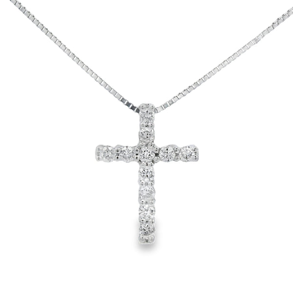 .15ct Diamond Cross Religious Pendant 14KT White Gold