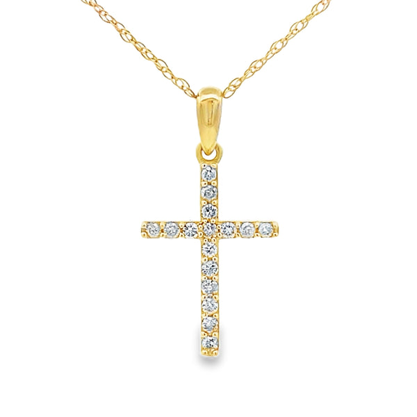 .11ct Diamond Cross Religious Pendant 14KT Yellow Gold