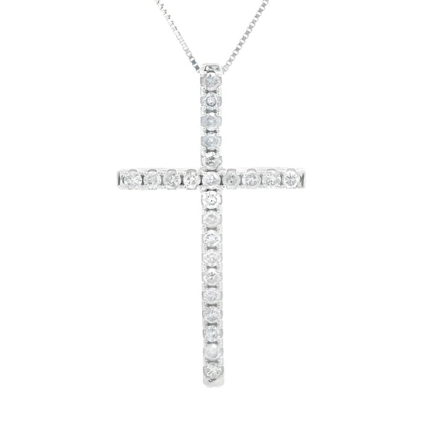 .38ct Diamond Cross Religious Pendant 14KT White Gold