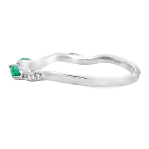 Emerald Diamond stackable band set 14KT White Gold