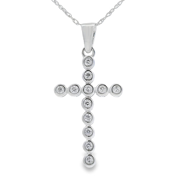 .12ct Diamond Cross Religious Pendant 14KT White Gold