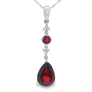 2.25ct Garnet Diamond Fashion Pendants 14KT White Gold