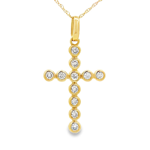 .31ct Diamond Cross Religious Pendant 14KT Yellow Gold