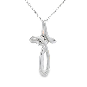 .04ct Diamond Cross Religious Pendant 14KT White Gold