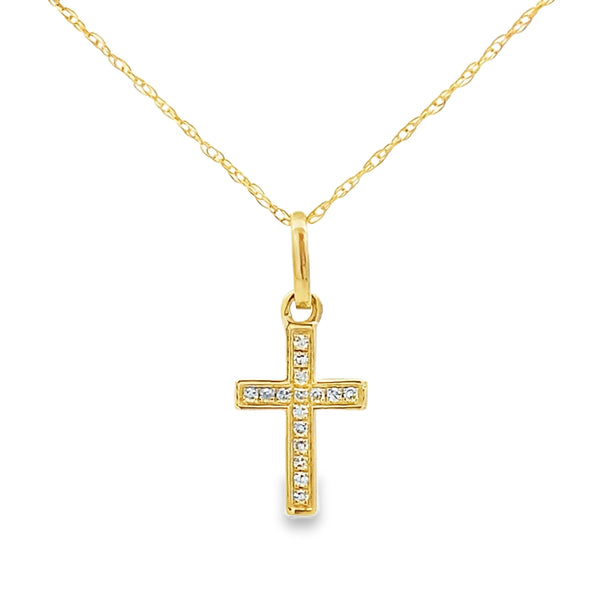.05ct Diamond Cross Religious Pendant 14KT Yellow Gold