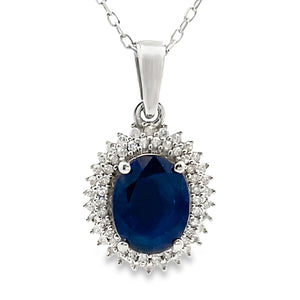 Sapphire Diamond Fashion Pendants 10KT White Gold
