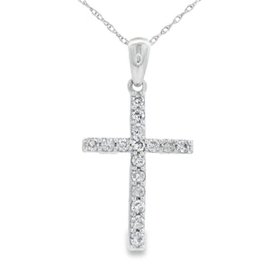 .30ct Diamond Cross Religious Pendant 14KT White Gold