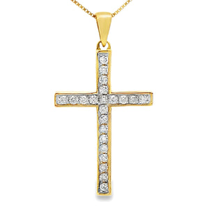 .22ct Diamond Cross Religious Pendant 14KT Yellow Gold