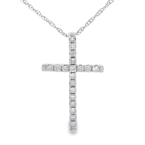 .11ct Diamond Cross Religious Pendant 14KT White Gold
