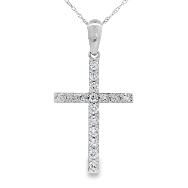 .45ct Diamond Cross Religious Pendant 14KT White Gold