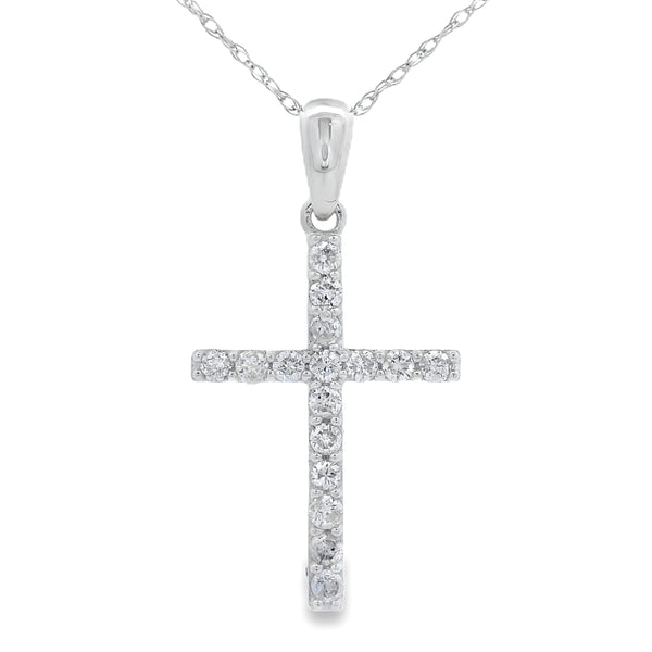 .25ct Diamond Cross Religious Pendant 14KT White Gold