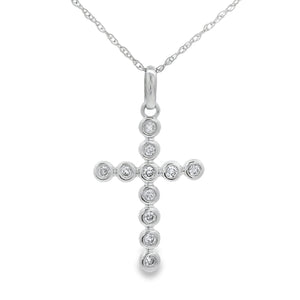 .15ct Diamond Cross Religious Pendant 14KT White Gold