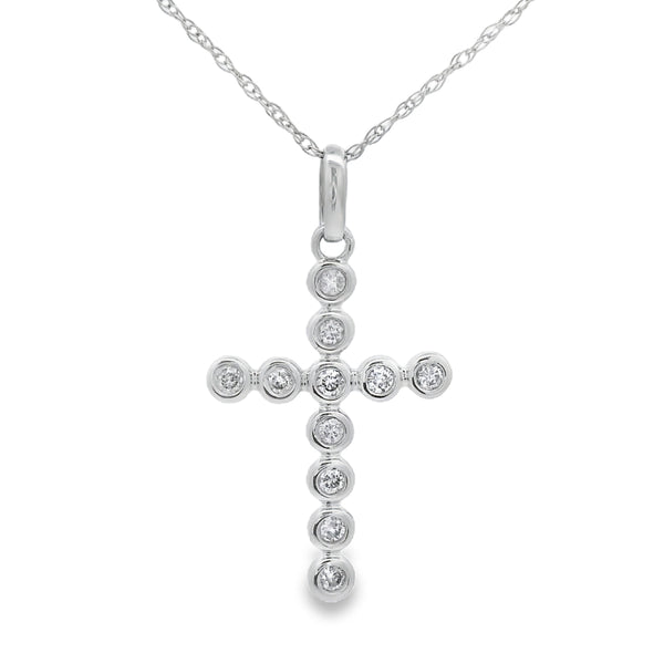 .15ct Diamond Cross Religious Pendant 14KT White Gold