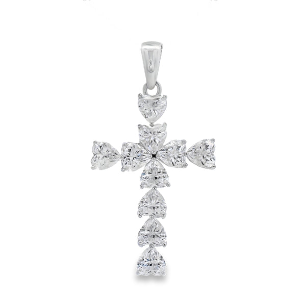 Moissanite Cross Religious Pendant Sterling Silver