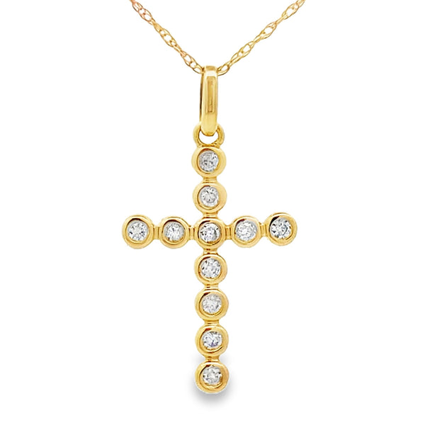 .15ct Diamond Cross Religious Pendant 14KT Yellow Gold