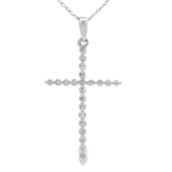 .21ct Diamond Cross Religious Pendant 14KT White Gold
