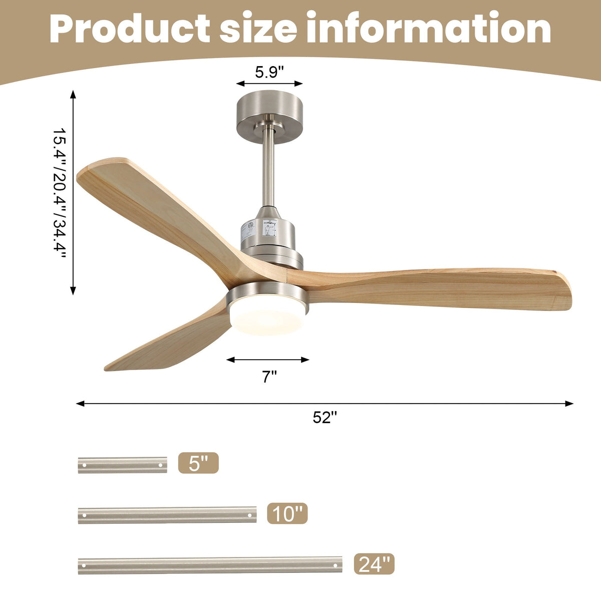 Indoor Ceiling Fan with Dimmable LED Light and 6-Speed Remote - view 9