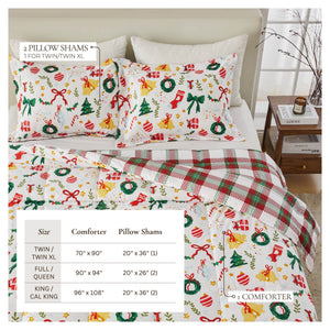 Reversible Christmas Comforter and Sham Set - Holiday Lodge Odette Collection