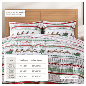 Reversible Christmas Comforter and Sham Set - Holiday / Lodge Odette Collection