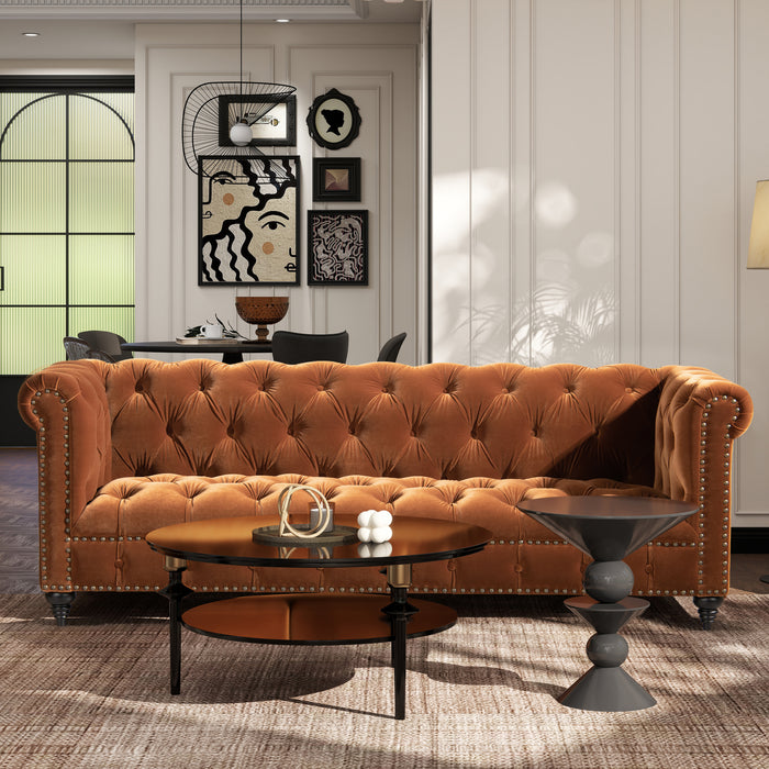 Jennifer Taylor Home Alto 88" Tufted Chesterfield Sofa with Iron Nailhead Accents