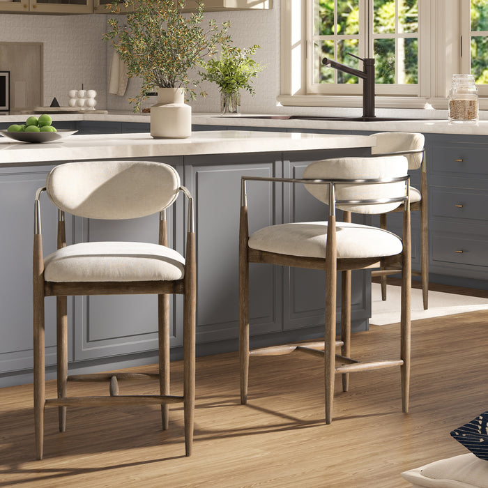 Jennifer Taylor Home Artemis 26" Mixed Material Upholstered Counter Stool with Solid Rubberwood Frame