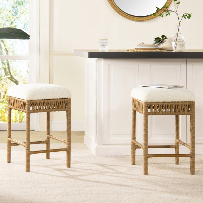 Jennifer Taylor Home Backless Upholstered Counter Stool with Resin Rattan Frame