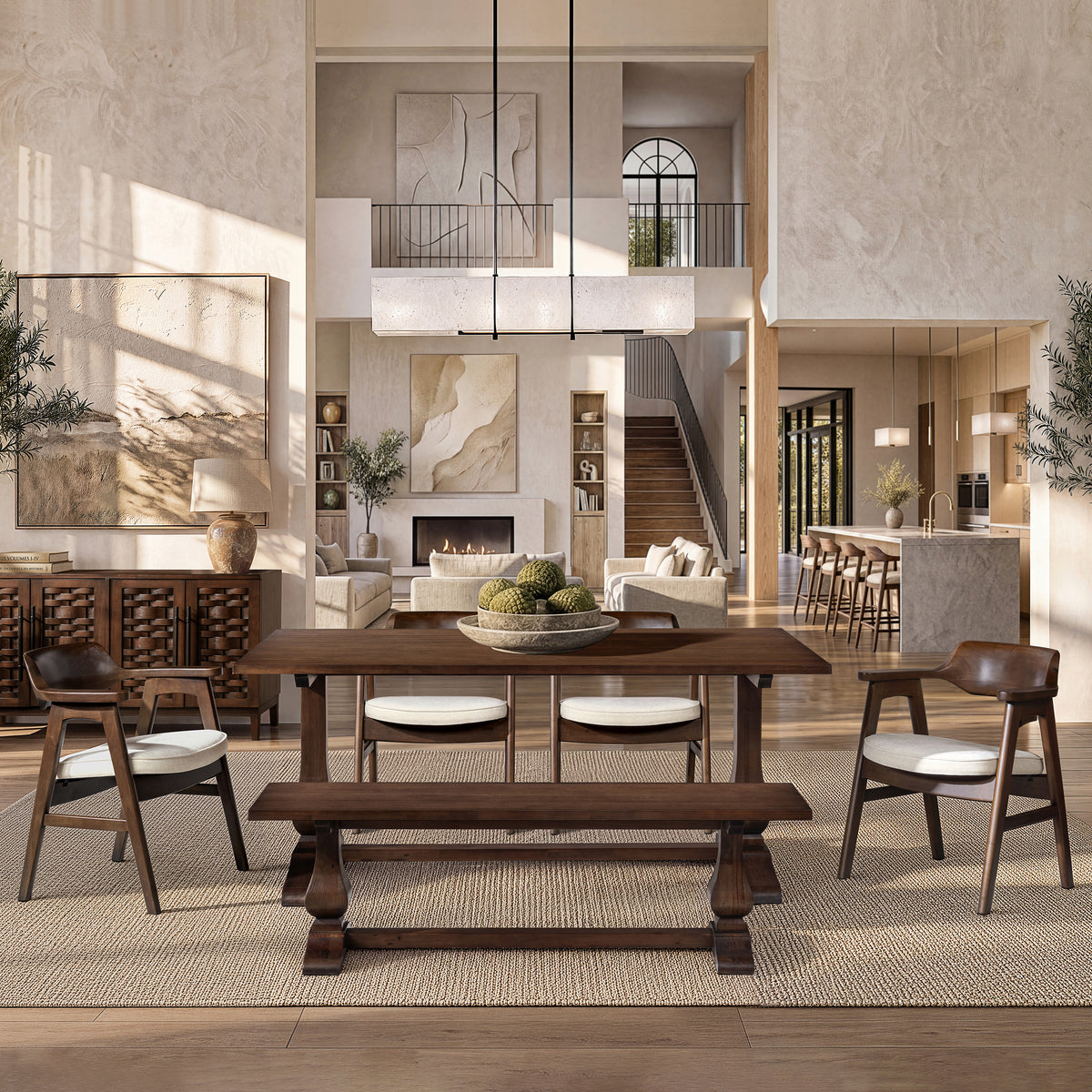 Jennifer Taylor Home Curved Reclaimed Pine Dining Arm Chair with Barrel Back - view 5