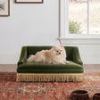 Jennifer Taylor Home Olive Green Velvet Princess Pet Bed Sofa with Fringe Skirt