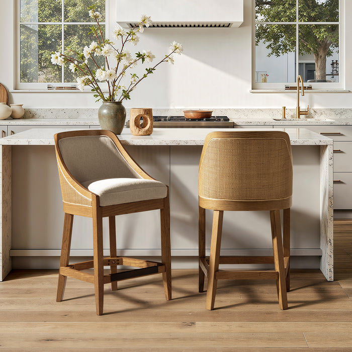 Jennifer Taylor Home Performance Fabric Counter-Height Chair with Cane Back