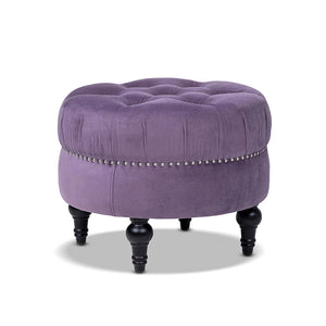 Jennifer Taylor Home Tufted Round Ottoman with Nailhead Accents - view 4