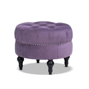 Jennifer Taylor Home Tufted Round Ottoman with Nailhead Accents - view 5