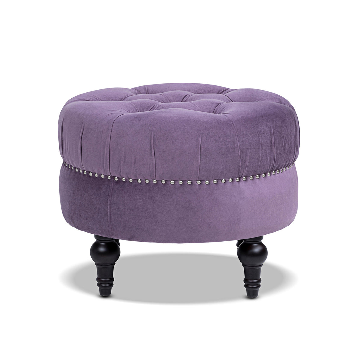 Jennifer Taylor Home Tufted Round Ottoman with Nailhead Accents - view 6