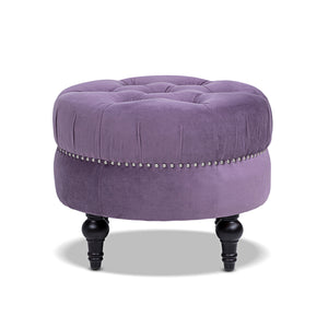 Jennifer Taylor Home Tufted Round Ottoman with Nailhead Accents - view 6