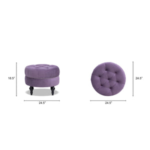 Jennifer Taylor Home Tufted Round Ottoman with Nailhead Accents - view 8
