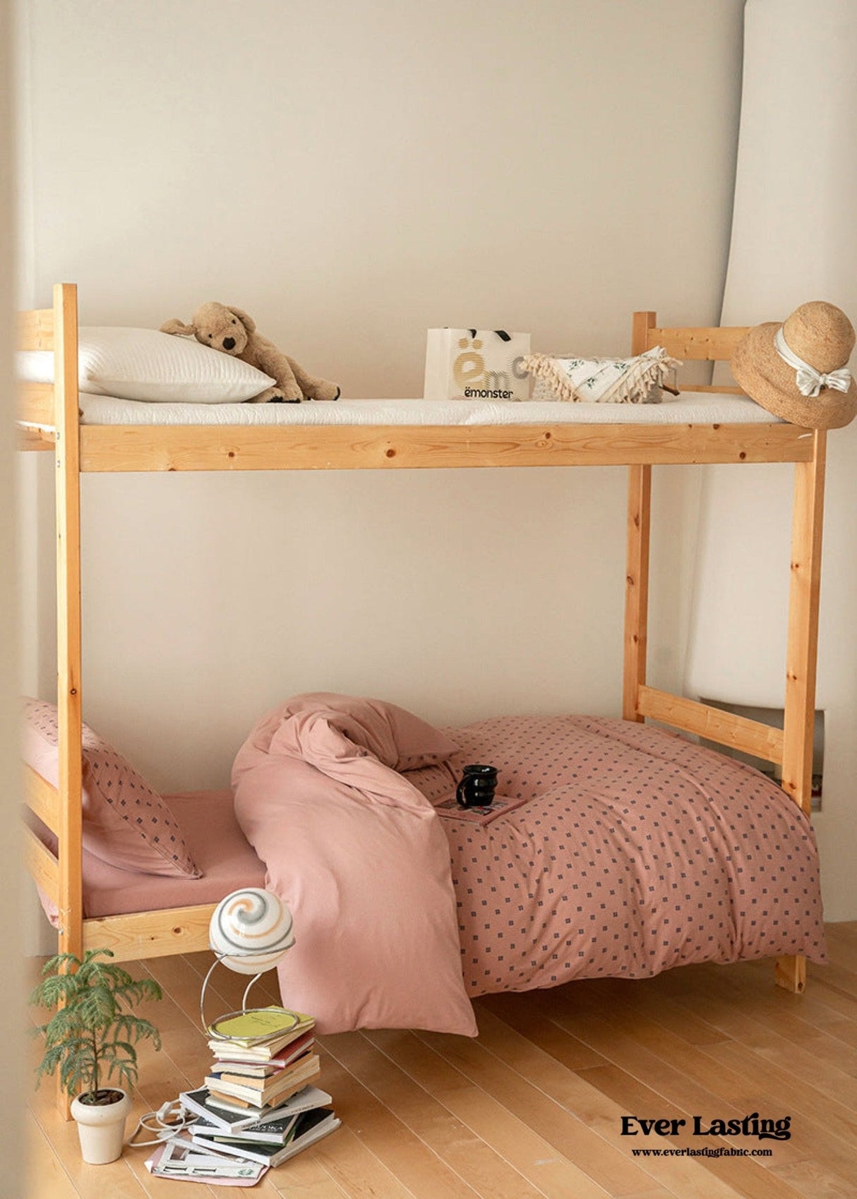Jersey Knit Boho Twin Dorm Bedding Set / Beige Nude