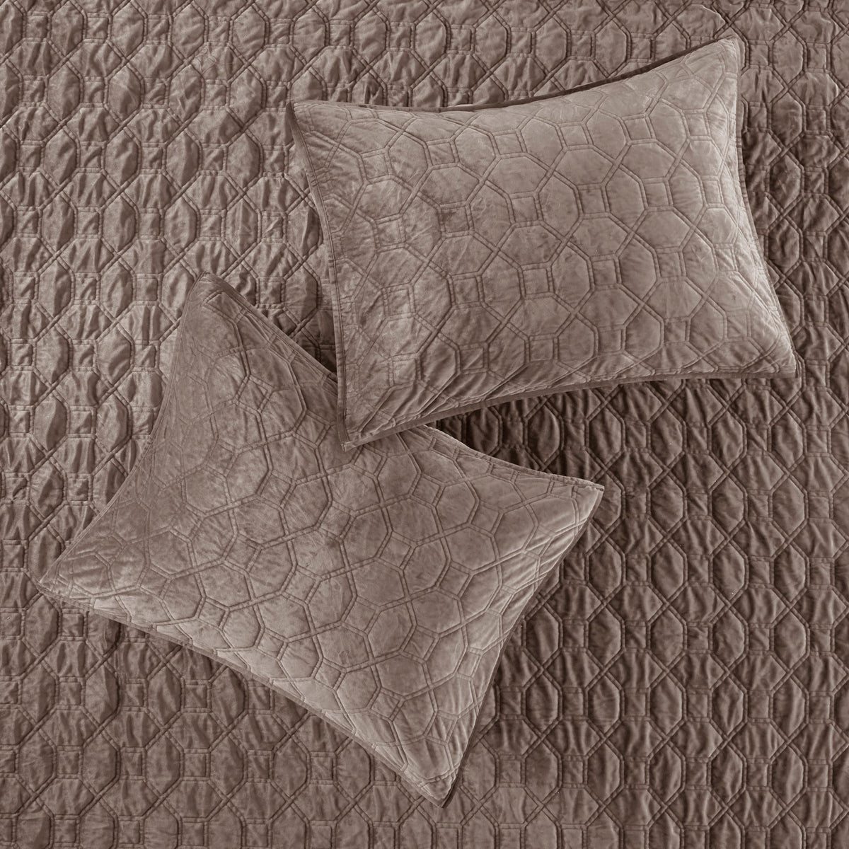 JLA 3 Piece Velvet Quilt Set Taupe Full/Queen - view 2
