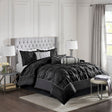 JLA 7 Piece Tufted Comforter Set Black Queen