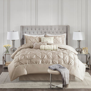 JLA 7 Piece Tufted Comforter Set Taupe King