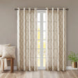 JLA Fretwork Print Grommet Top Window Curtain Panel with Sunlight Filtering
