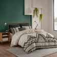JLA Full/Queen 3 Piece Flax and Cotton Blended Duvet Cover Set with Modern Boho Design
