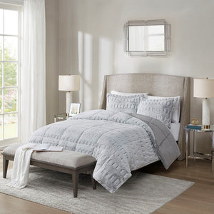 JLA Full/Queen Back Print Long Fur Comforter Mini Set with Reversible Faux Fur